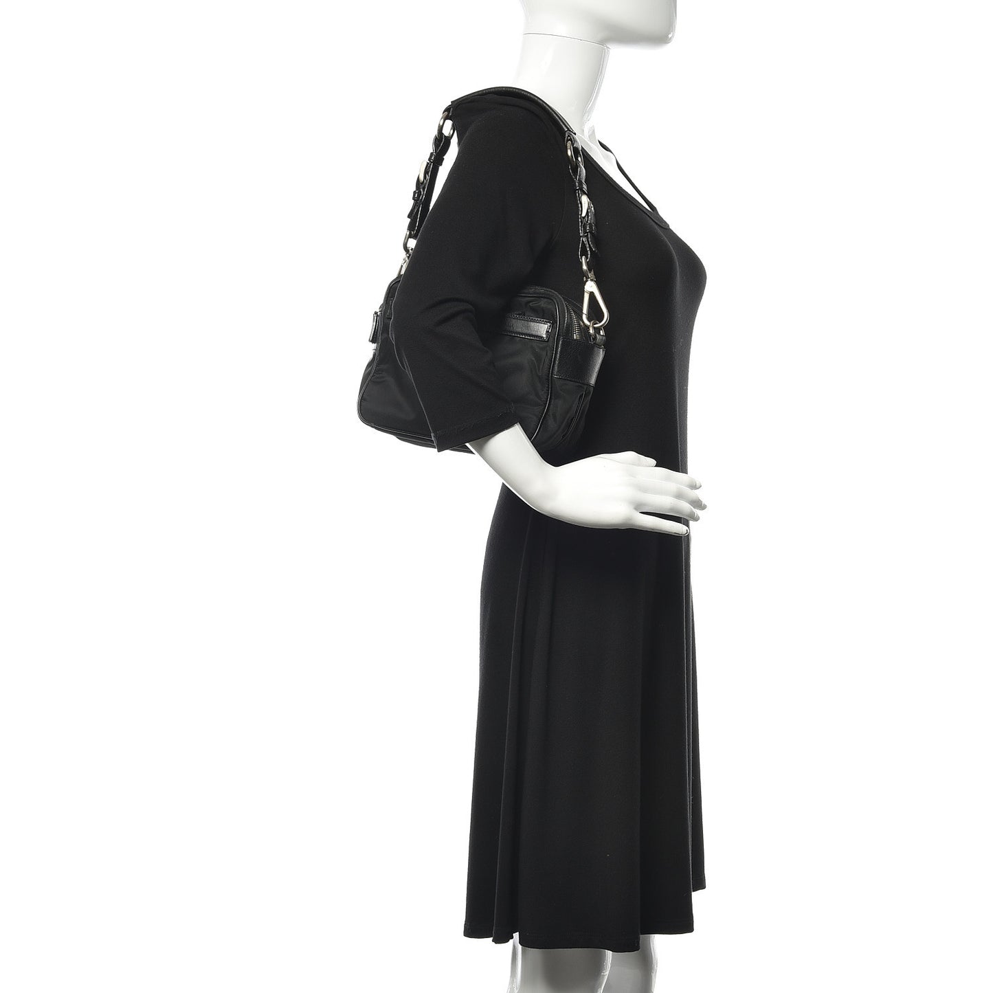 Tessuto Nylon Saffiano Shoulder Bag Black