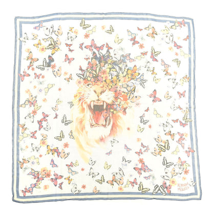 Alexander McQueen Silk Chiffon Butterfly And Lion Scarf Blue 1 of 3