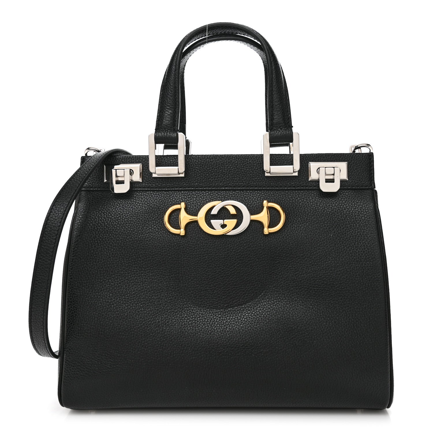 Gucci Grainy Calfskin Small Zumi Top Handle Bag Black 1 of 11