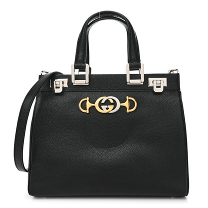 Gucci Grainy Calfskin Small Zumi Top Handle Bag Black 1 of 11