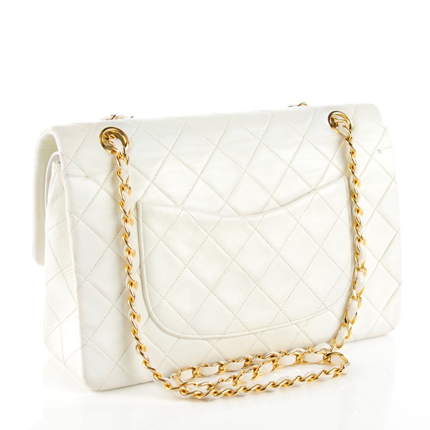 Lambskin Quilted Medium Double Flap White