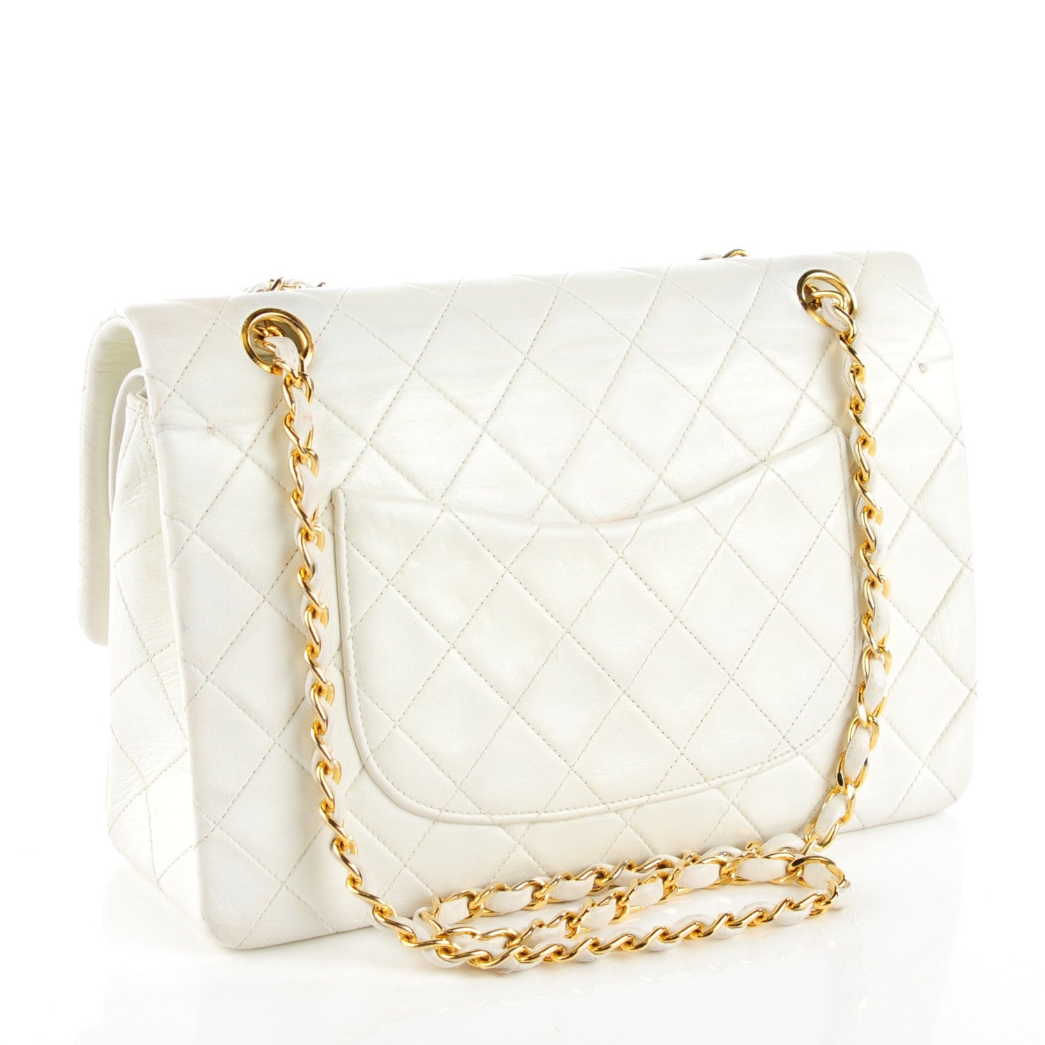 Chanel Lambskin Quilted Medium Double Flap White 9 of 15