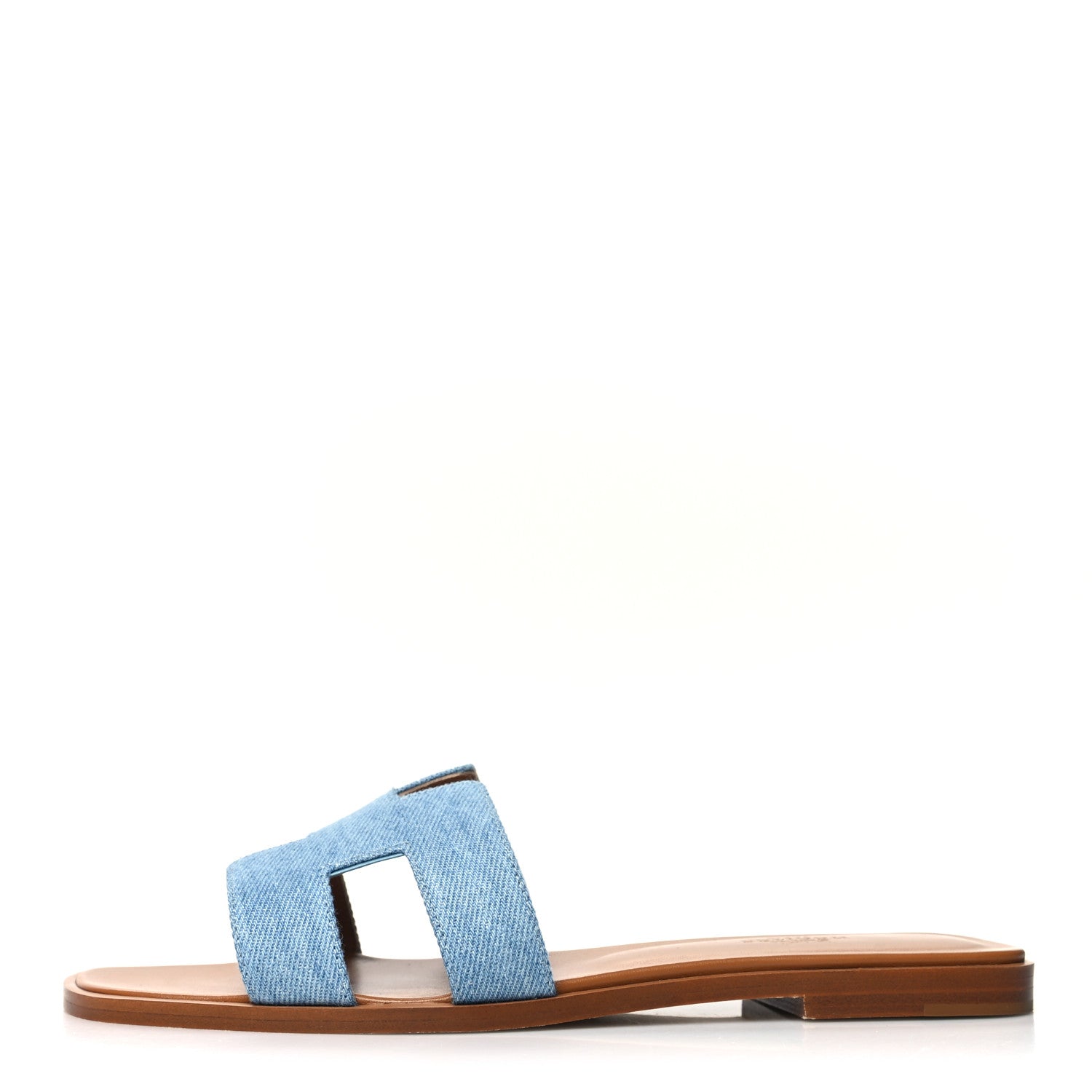Hermes Denim Canvas Oran Sandals 38.5 Bleu Clair 1 of 9