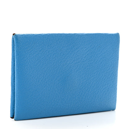 Hermes Chevre Mysore Verso Calvi Card Case Bleu Frida Cuivre 3 of 13