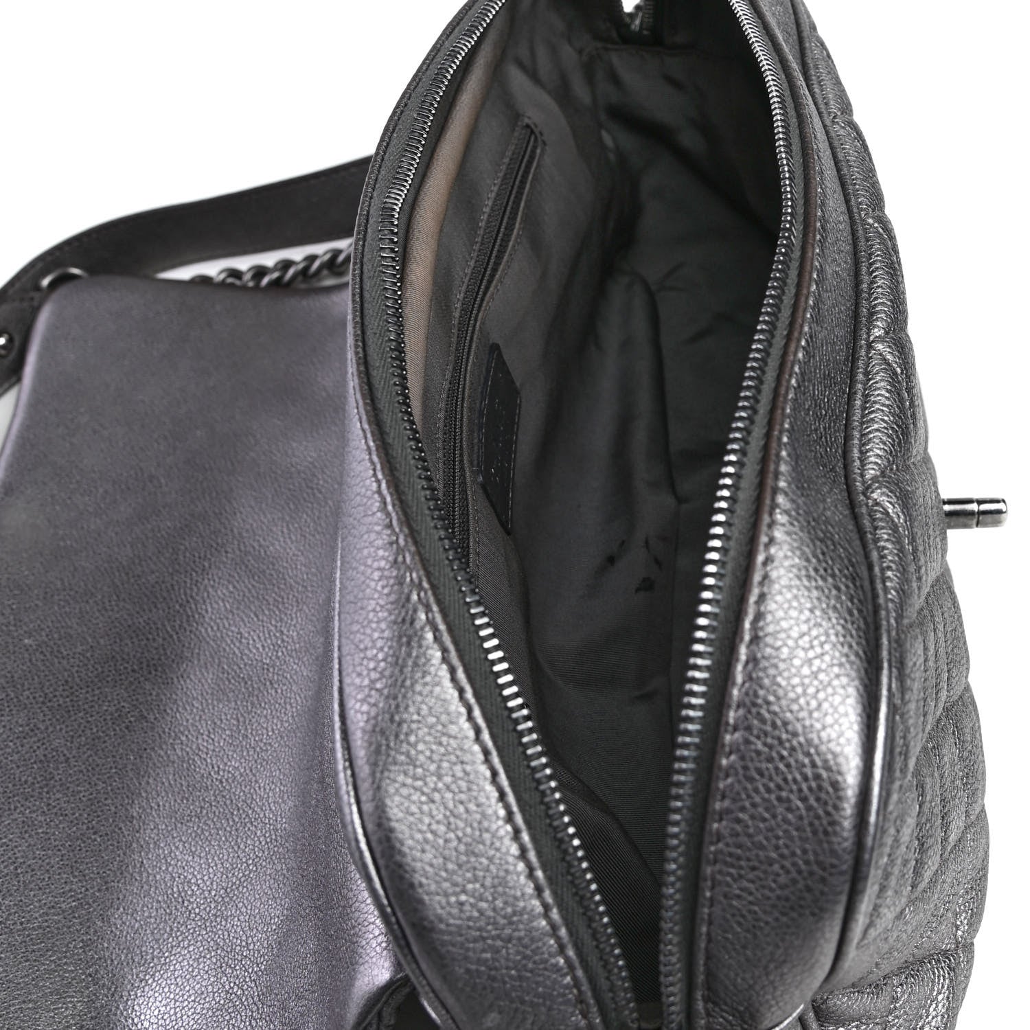 Chanel Metallic Calfskin Quilted Jumbo Chain Detail Flap Silver 7 of 14
