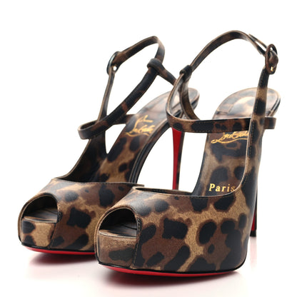 Christian Louboutin Calfskin Leopard Jenlove Alta 120 Pumps 36.5 Brown 3 of 8