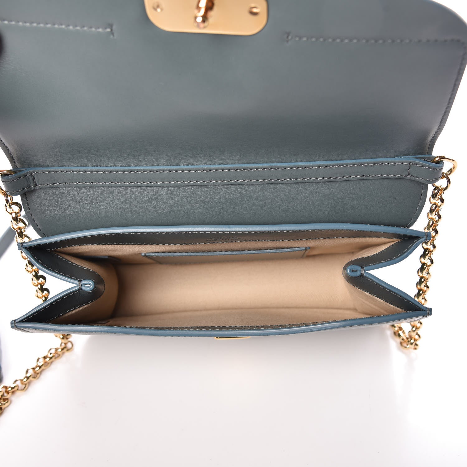 Chloe Calfskin Suede C Clutch With Chain Cloudy Blue 5 of 9