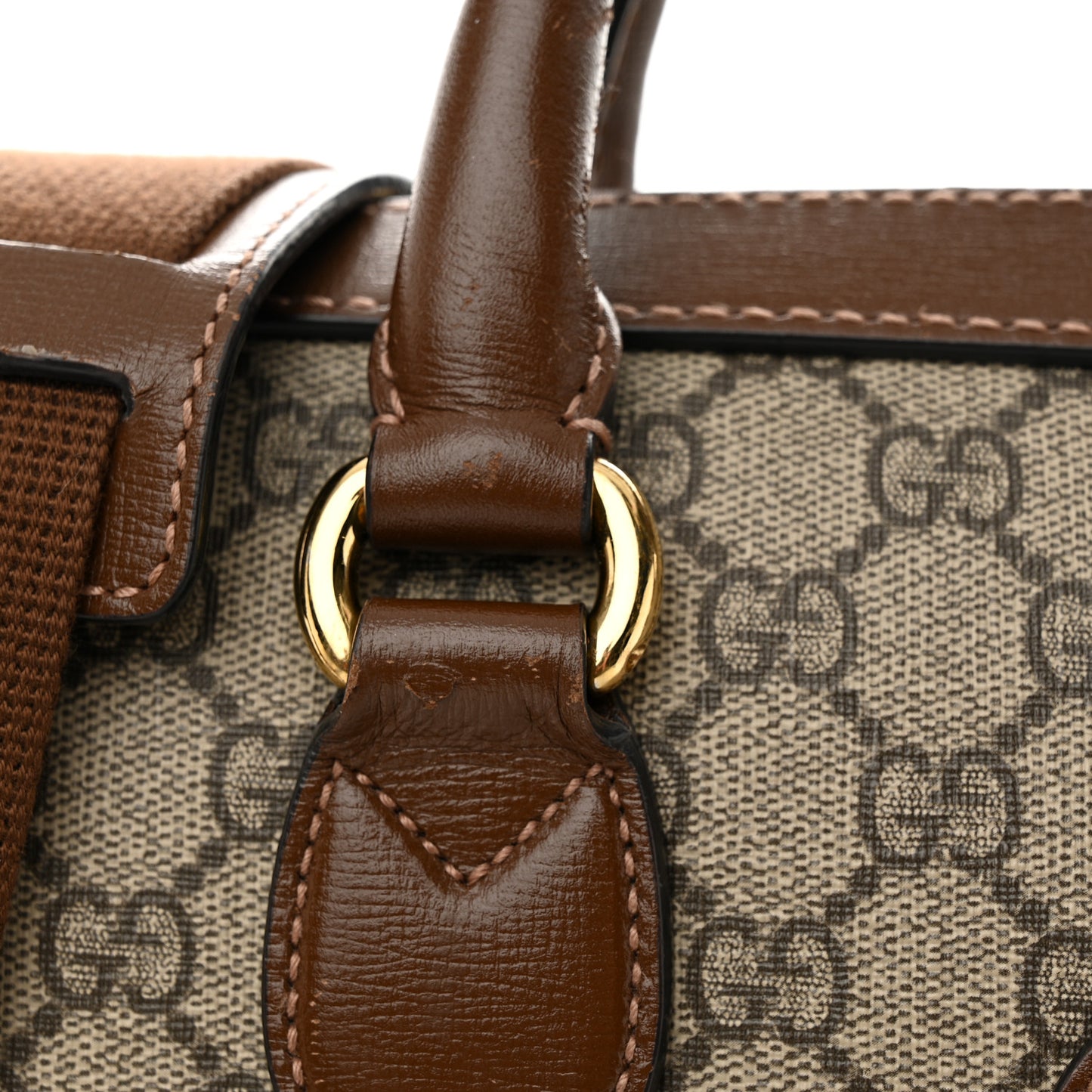 GG Supreme Monogram Azalea Calfskin Retro Interlocking G Business Case Beige Ebony Brown Sugar