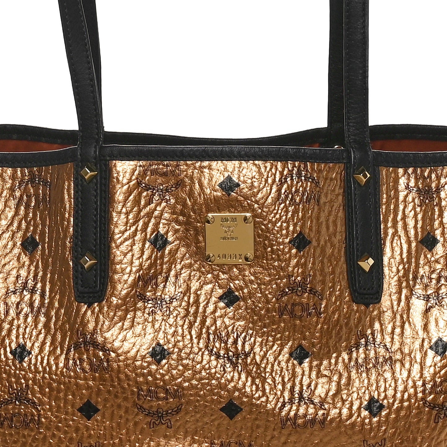 Metallic Visetos Medium Shopper Tote Gold