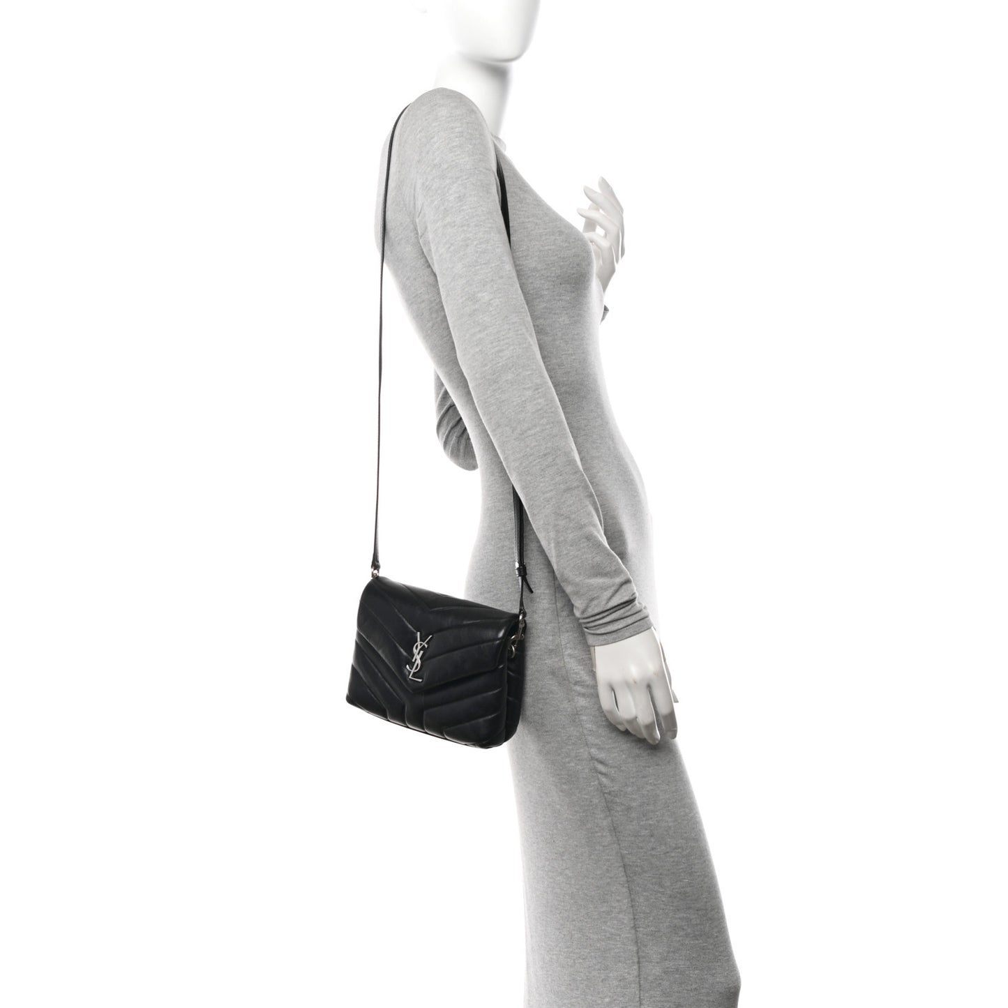 Calfskin Y Quilted Monogram Toy Loulou Crossbody Bag Black