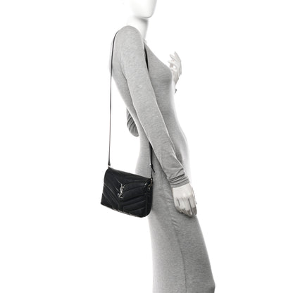 Saint Laurent Calfskin Y Quilted Monogram Toy Loulou Crossbody Bag Black 3 of 12
