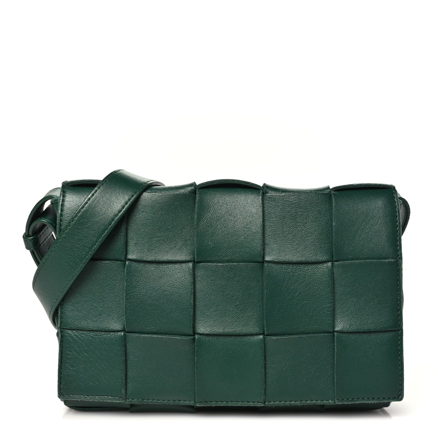 Grained Calfskin Maxi Intrecciato Cassette Crossbody Bag Raintree Green