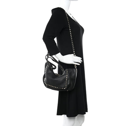 Valentino Garavani Grained Calfskin Small Rockstud Tote Black 2 of 9