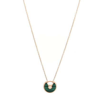 Cartier 18K Pink Gold Diamond Malachite XS Amulette de Cartier Pendant Necklace 1 of 4