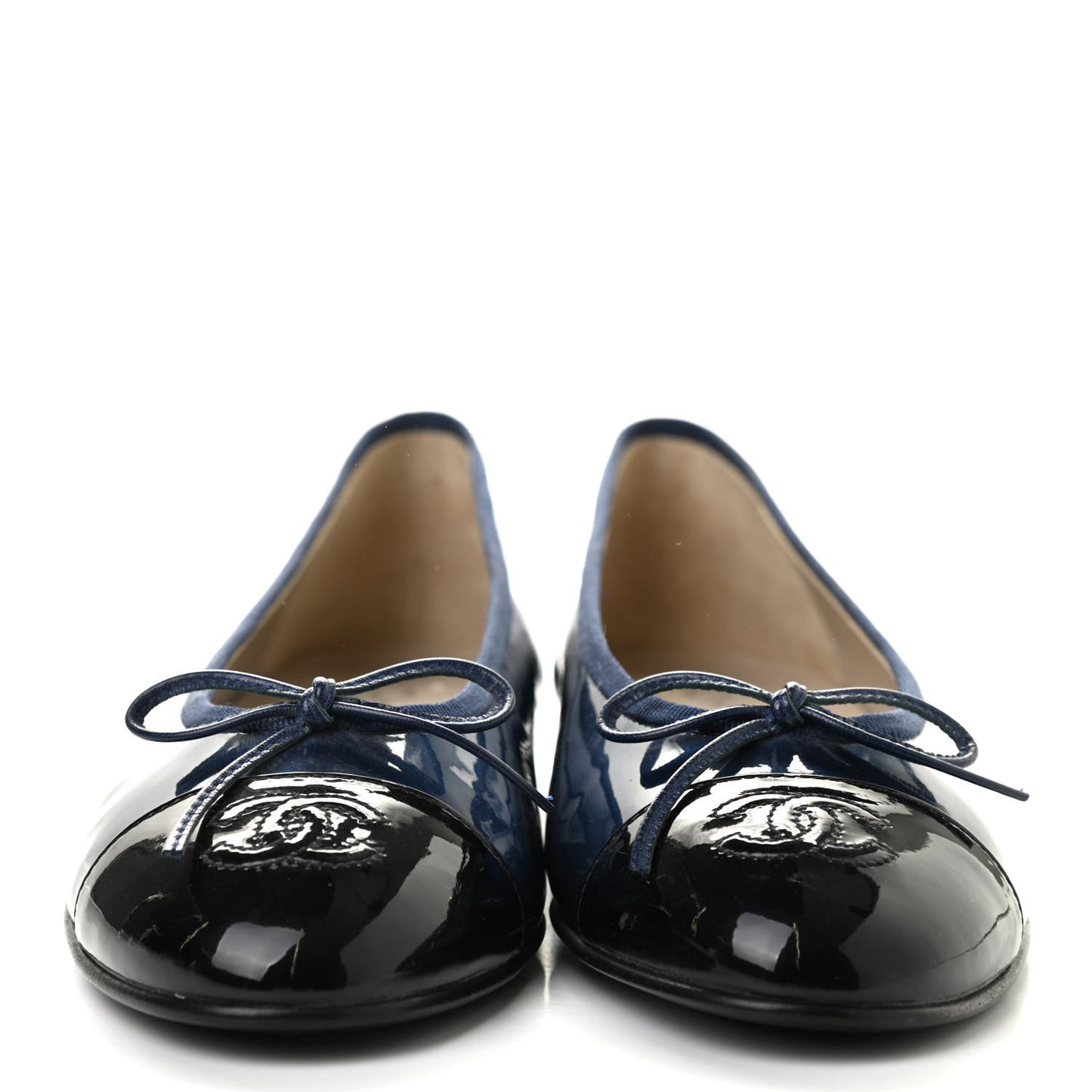 Patent CC Cap Toe Ballerina Flats 38.5 Blue Black