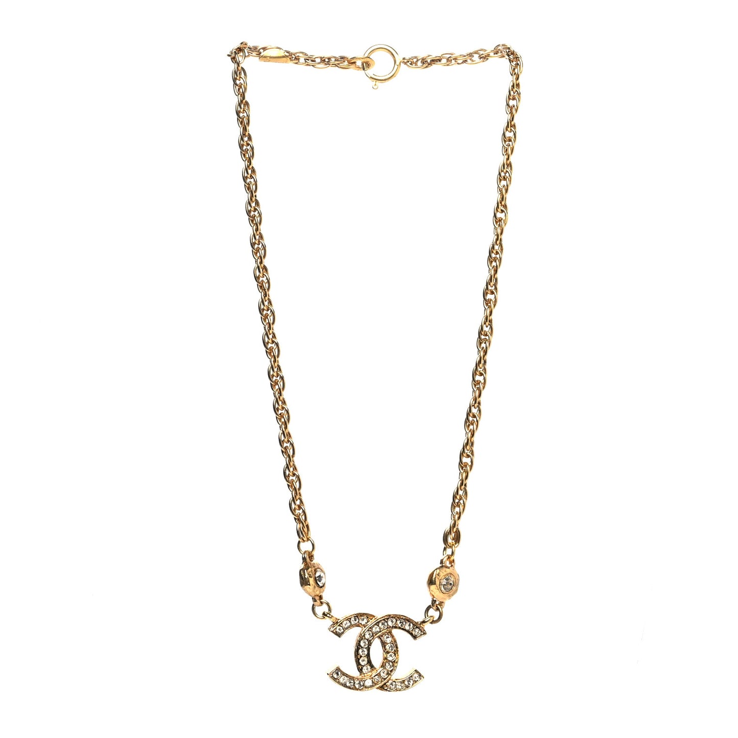 Crystal CC Chain Necklace Gold