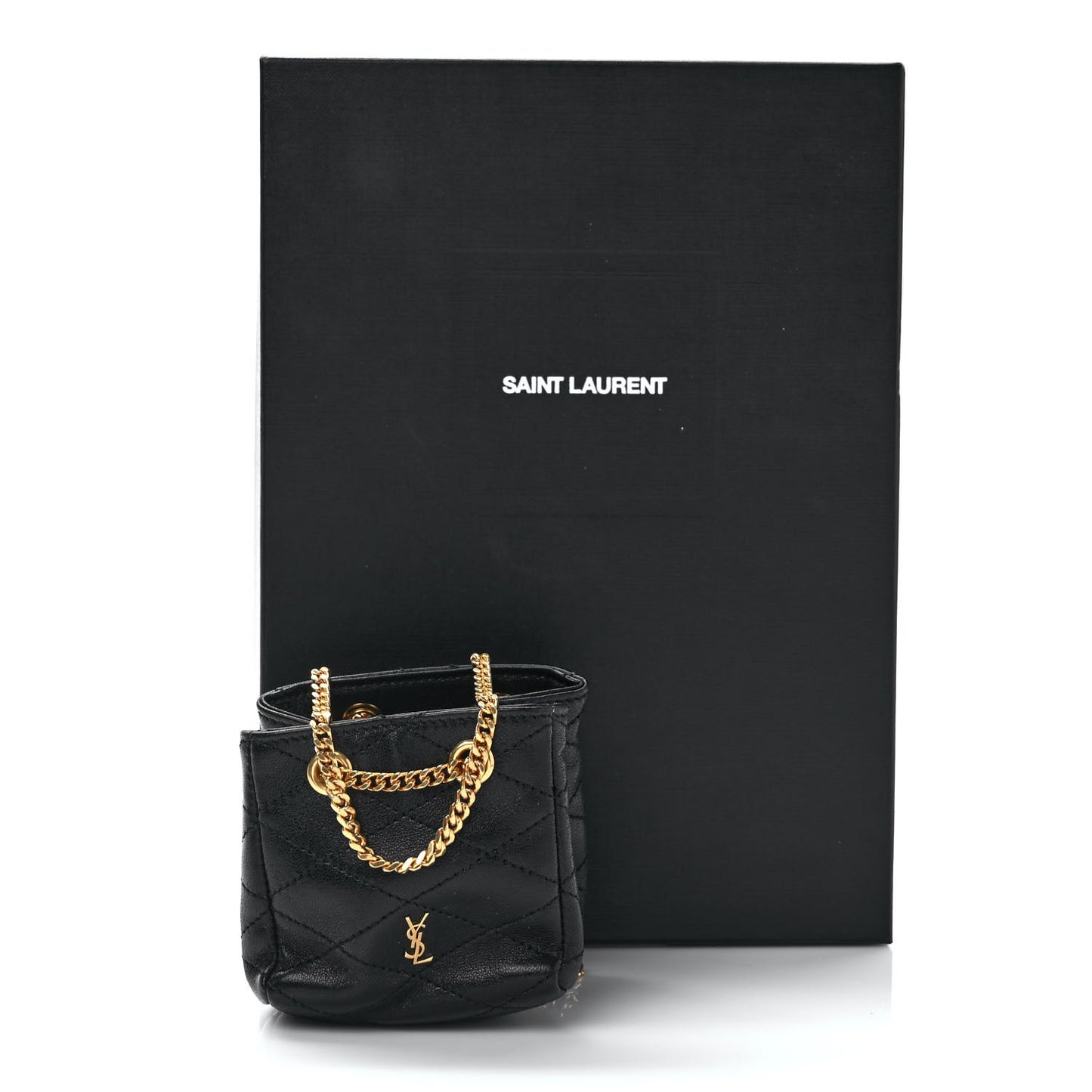 Lambskin Quilted Baby Bucket Bag Black