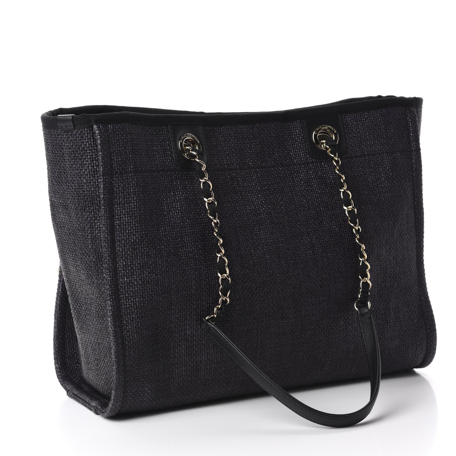 Chanel Woven Straw Raffia Small Deauville Tote Black 3 of 11