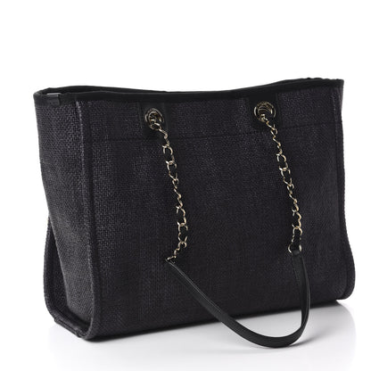 Chanel Woven Straw Raffia Small Deauville Tote Black 3 of 11
