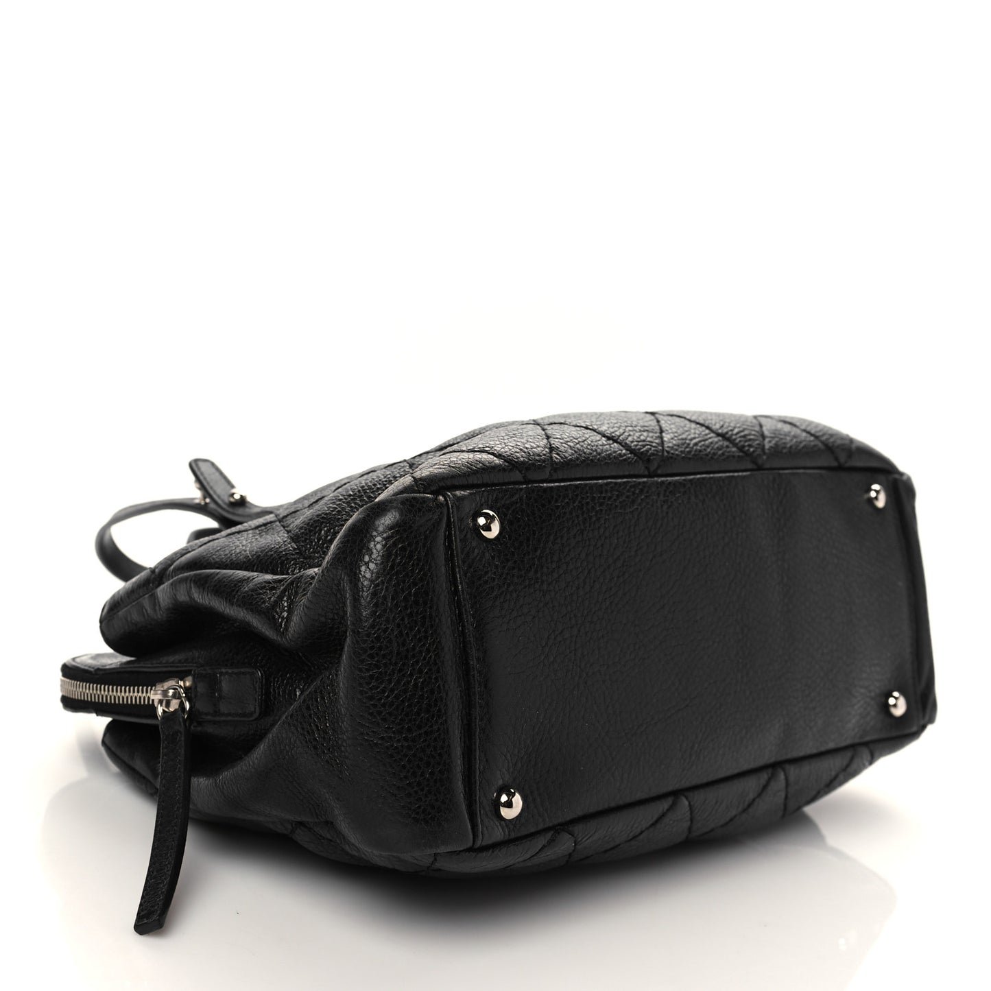 Glazed Calfskin On the Road Zip Tote Black