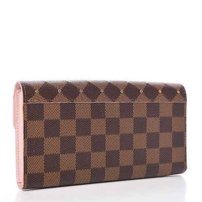Louis Vuitton Damier Ebene Studded Sarah Wallet NM Rose Ballerine 3 of 10