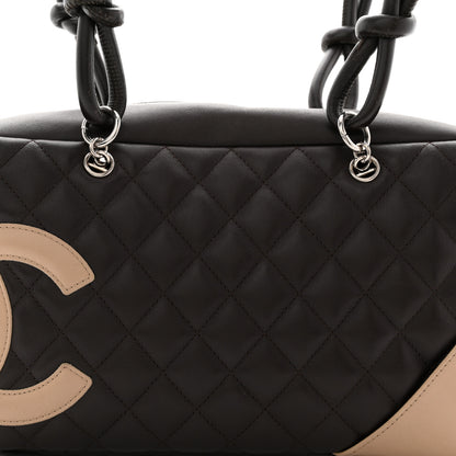 Chanel Calfskin Quilted Cambon Large Bowler Brown Beige 14 of 21