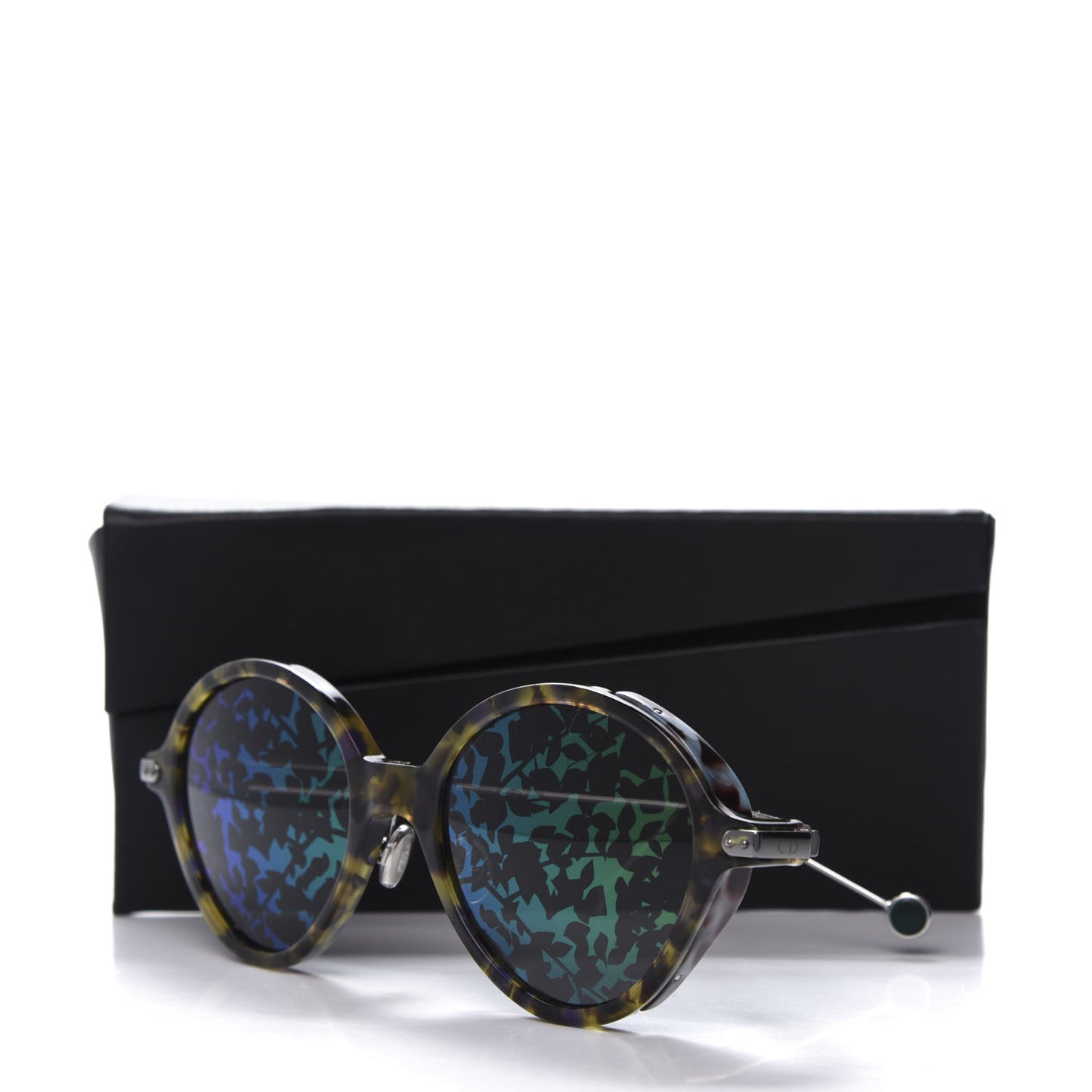 Acetate Leaf Print Umbrage Round Sunglasses Green Foliage