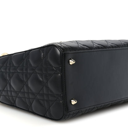 Christian Dior Lambskin Cannage Medium Lady Dior Black 9 of 11