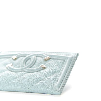 Chanel Caviar Quilted Filigree Card Holder Light Blue 10 of 11