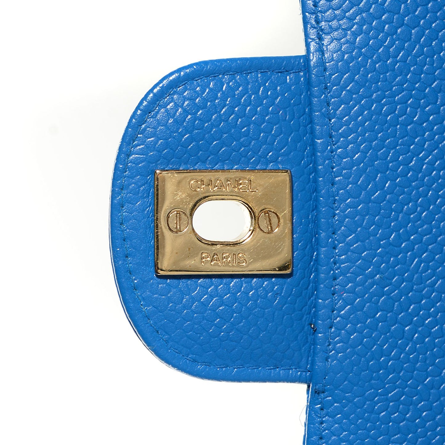 Caviar Quilted Medium Double Flap Blue