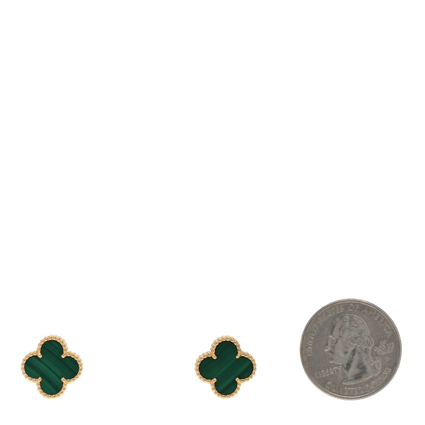 18K Yellow Gold Malachite Vintage Alhambra Earrings