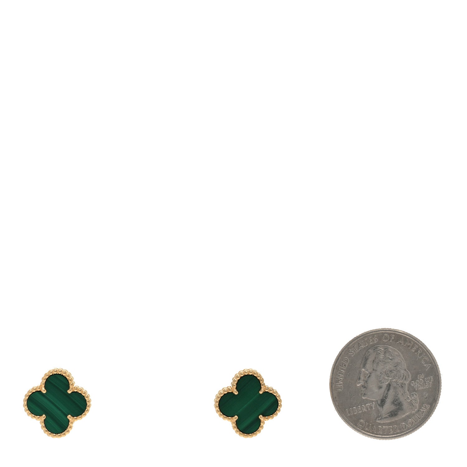 Van Cleef & Arpels 18K Yellow Gold Malachite Vintage Alhambra Earrings 2 of 4