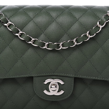 Chanel Caviar Quilted Medium Double Flap Dark Green 10 of 11