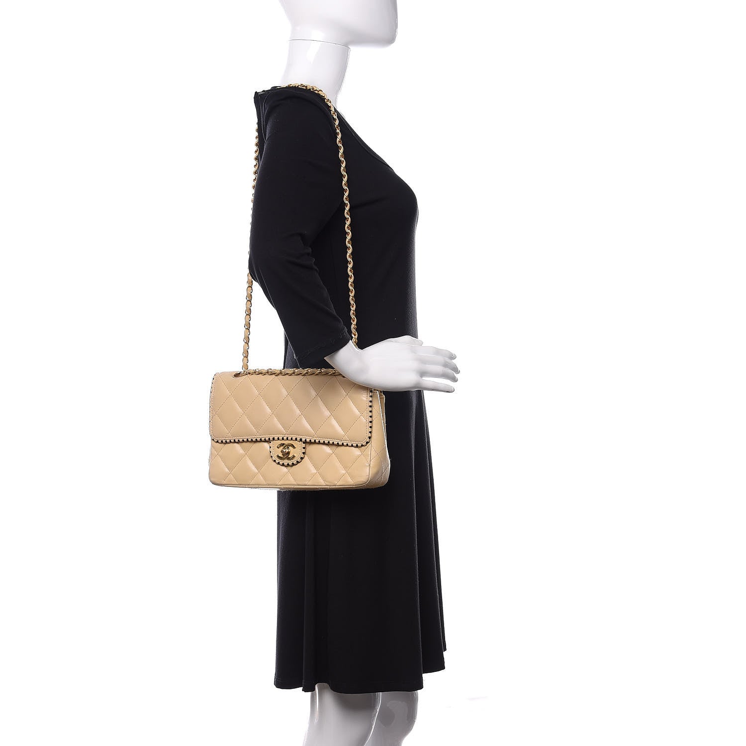 Chanel Lambskin Quilted Small Single Flap Beige 2 of 16