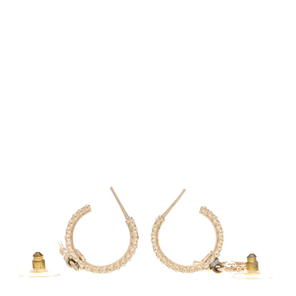Chanel Crystal Pearl CC Perfume Bottle Drop Hoop Earrings Gold 3 of 6