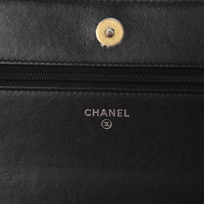 Chanel Aged Calfskin Quilted Gabrielle Wallet On Chain WOC Beige Black 8 of 14