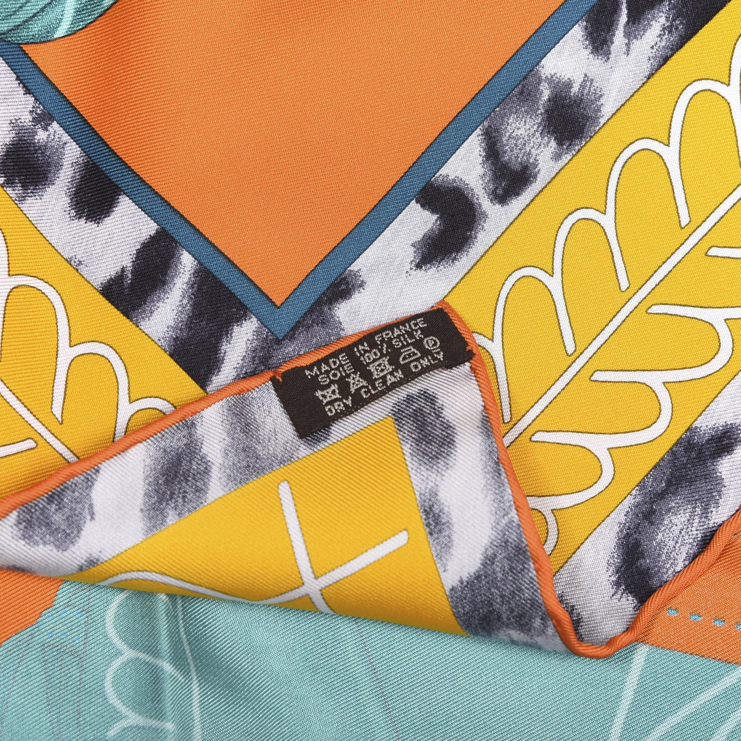 Silk Selle d'Officier En Grande Tenue Scarf 90 Orange Turquoise Jaune D'Or