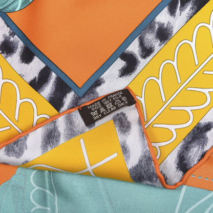 Hermes Silk Selle d'Officier En Grande Tenue Scarf 90 Orange Turquoise Jaune D'Or 5 of 5
