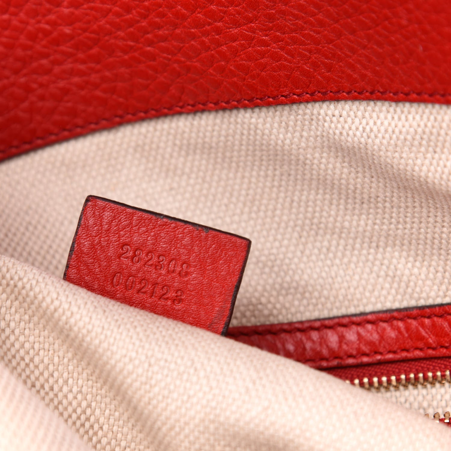 Gucci Pebbled Calfskin Large Soho Shoulder Bag Red 7 of 11