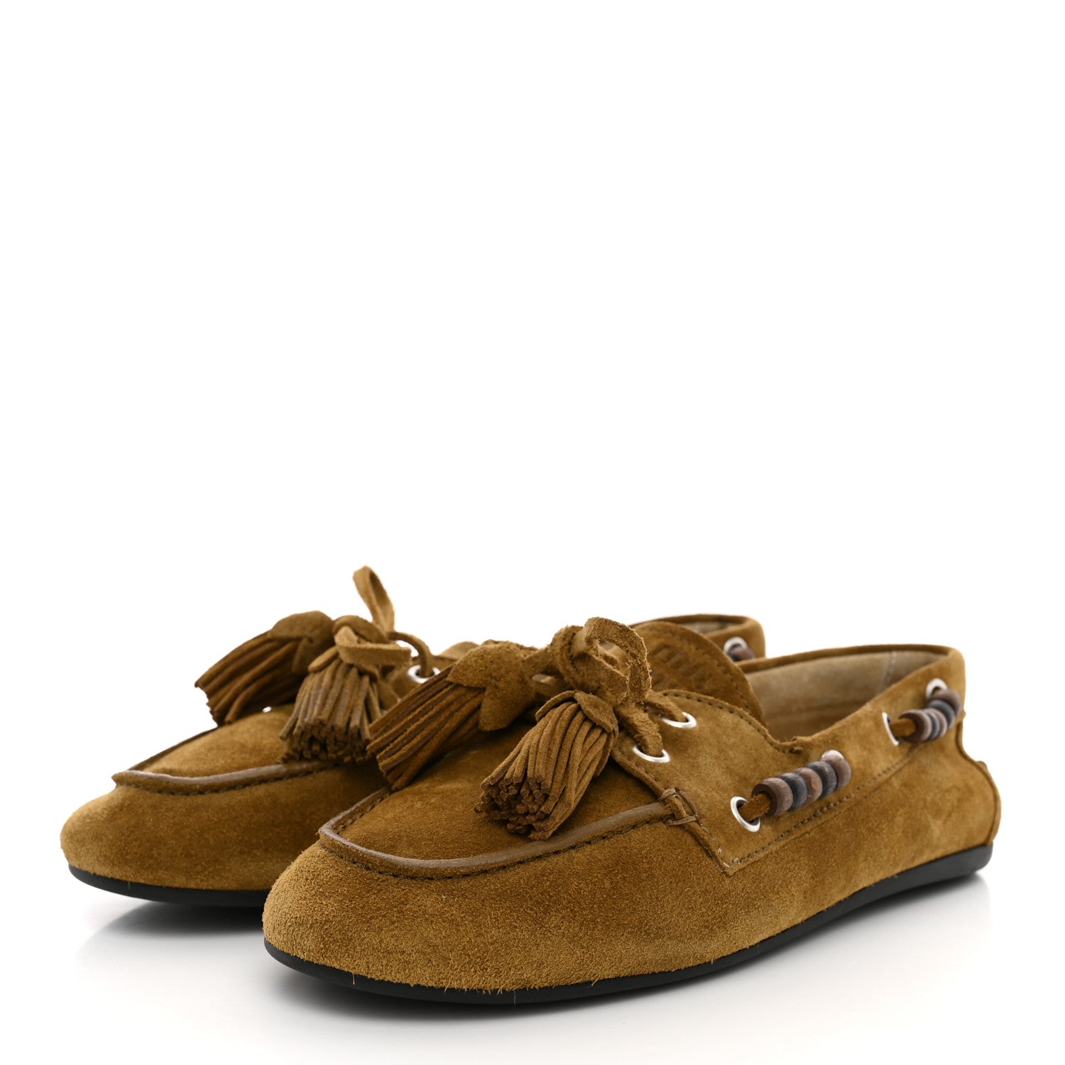 Miu Miu Suede Tassel Loafers 36 Olive Green 4 of 10