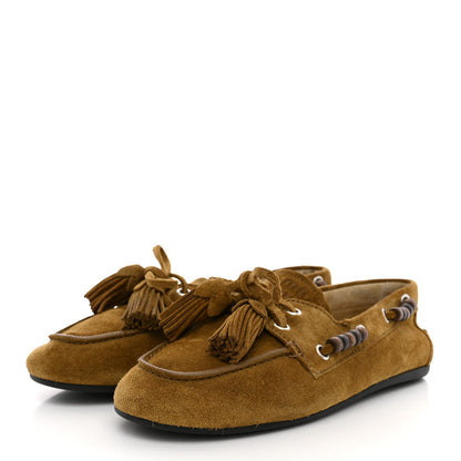 Miu Miu Suede Tassel Loafers 36 Olive Green 4 of 10