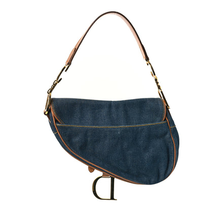 Christian Dior Denim Calfskin Saddle Bag Blue 3 of 10