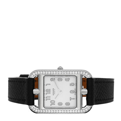 Hermes Stainless Steel Epsom Diamond Bezel Mother of Pearl 23mm Cape Cod Quartz Watch Noir 2 of 5