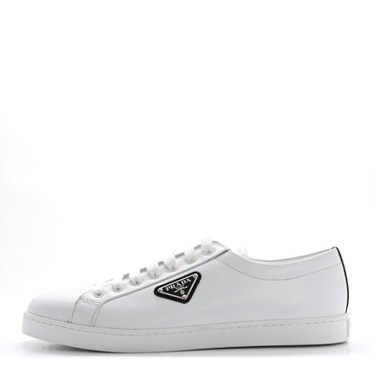 Prada Spazzolato Rois Triangle Logo Mens Low Top  Sneakers 9.5 White Black 1 of 14