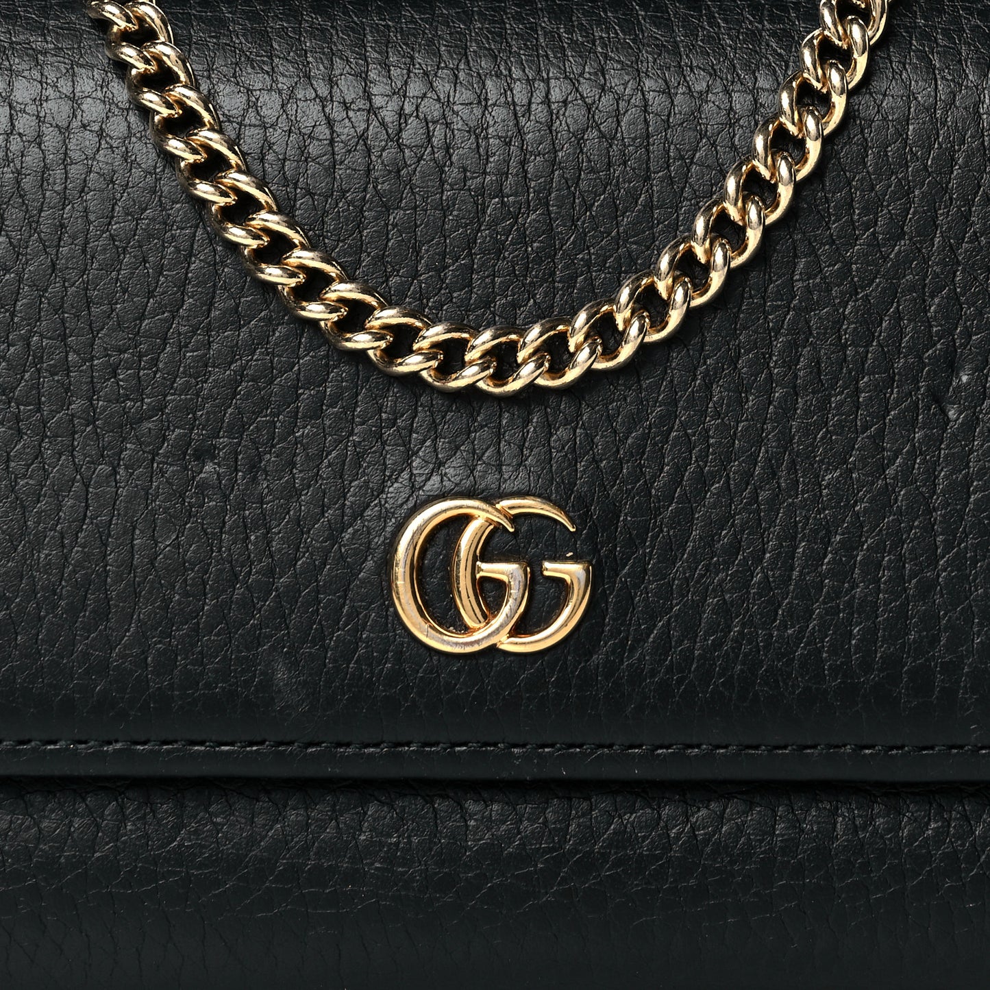 Calfskin Petite GG Marmont Wallet Chain Bag Black
