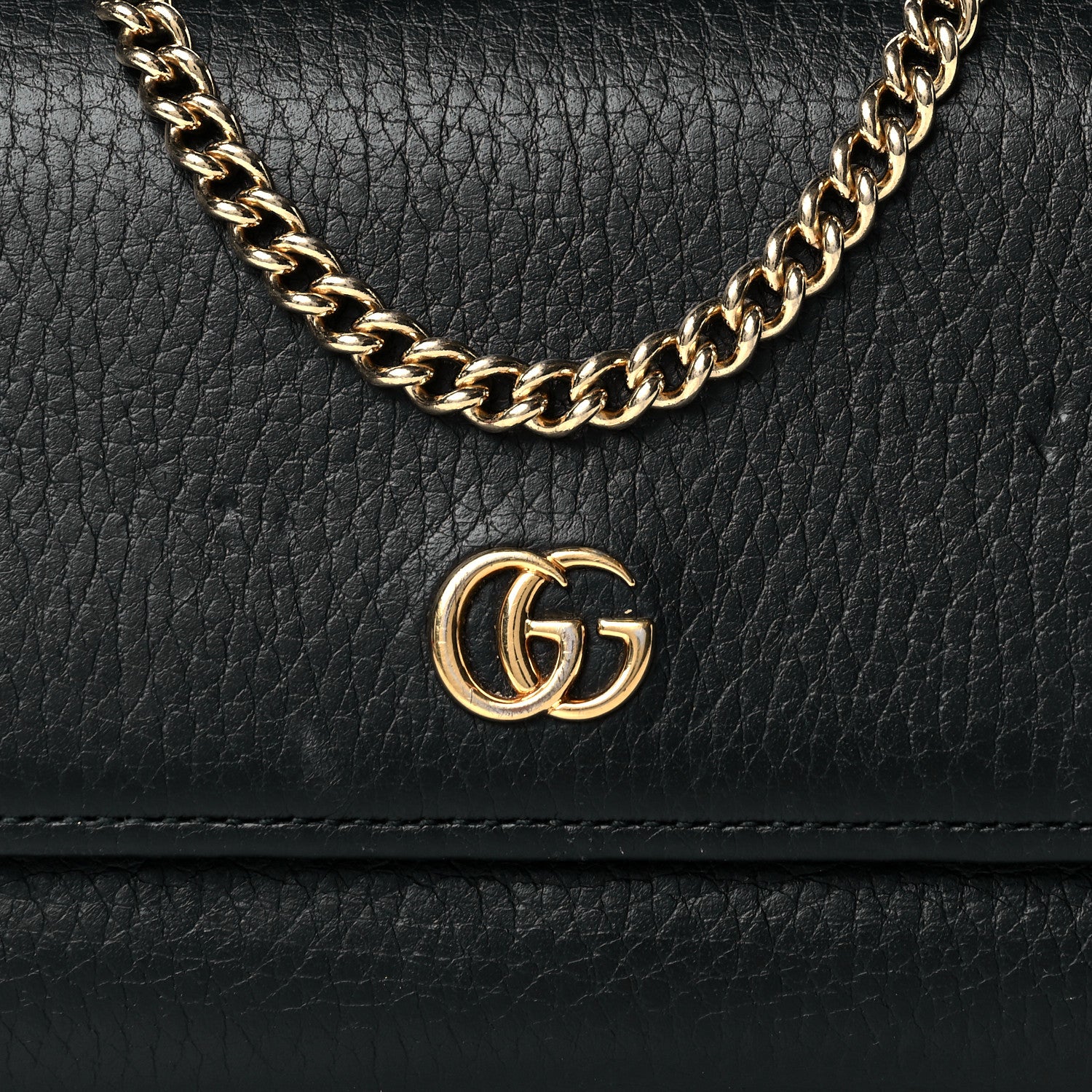Gucci Calfskin Petite GG Marmont Wallet Chain Bag Black 8 of 10