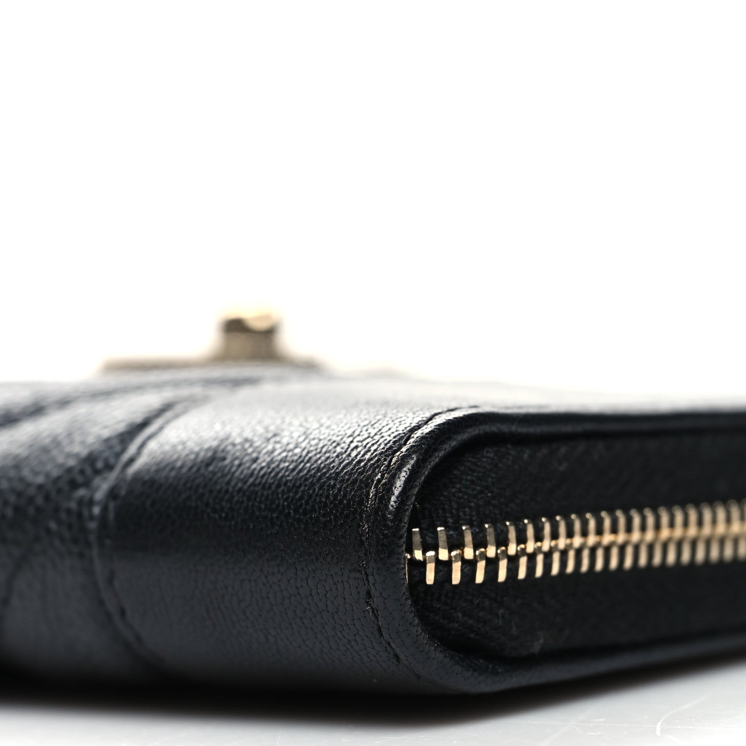 Chanel Caviar Sheepskin Chevron Quilted Medium Mademoiselle Vintage Zip Around Wallet Black 10 of 11