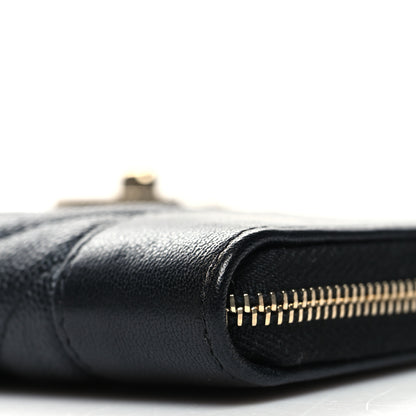 Chanel Caviar Sheepskin Chevron Quilted Medium Mademoiselle Vintage Zip Around Wallet Black 10 of 11