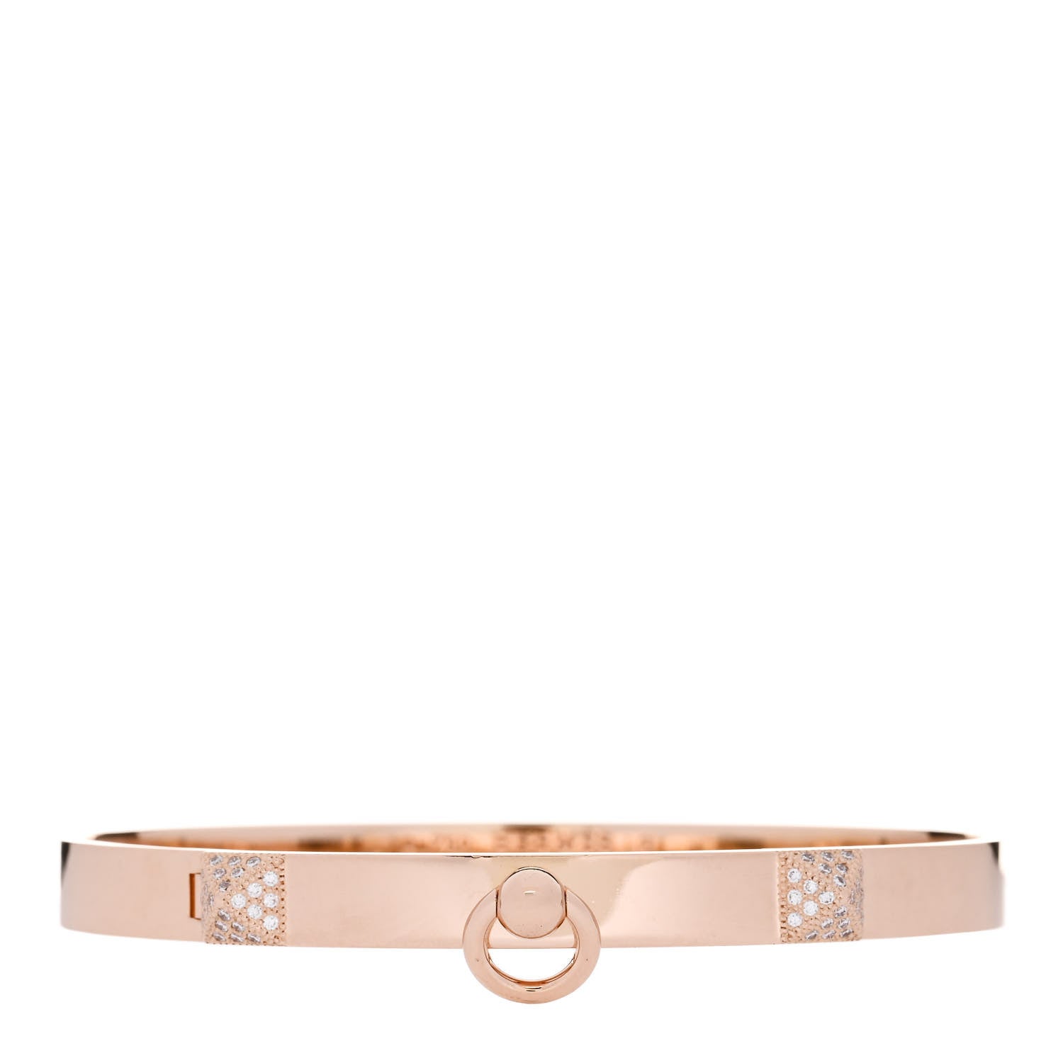 Hermes 18K Rose Gold Diamond PM Collier De Chien Bracelet LG 1 of 4