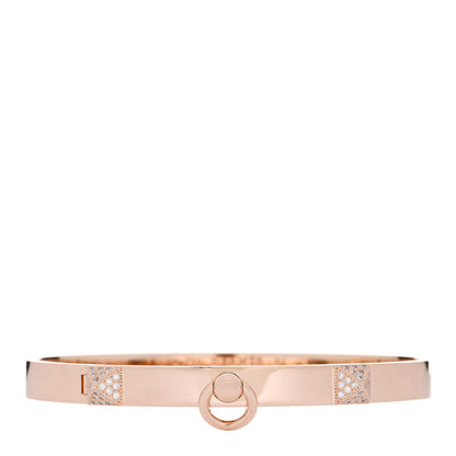 Hermes 18K Rose Gold Diamond PM Collier De Chien Bracelet LG 1 of 4